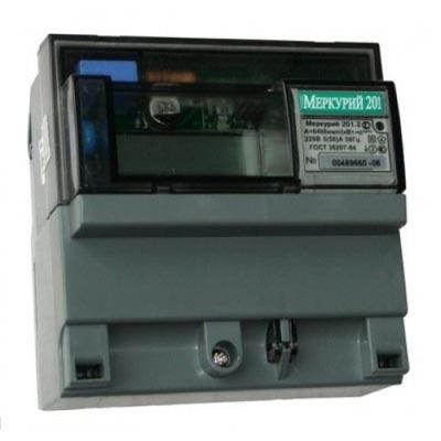 Счетчик  Меркурий  201.2 5-50А DIN ЖКИ 1-фазный 1 тарифный