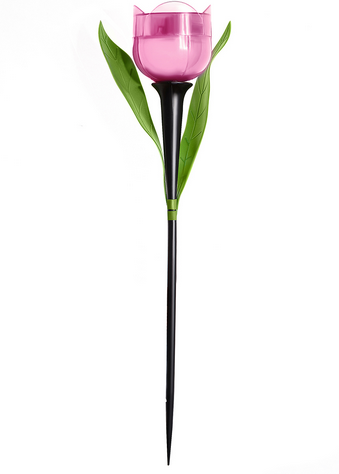 Uniel USL-C-451/PT305 PINK TULIP на солнечной батарее "Розовый тюльпан". Белый свет. 1*LR аккумулятор в/к. IP44